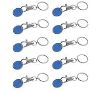 10x Metall Schlüsselanhänger mit Einkaufschip / Farbe: blau
