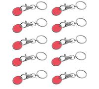 10x Metall Schlüsselanhänger mit Einkaufschip / Farbe: rot