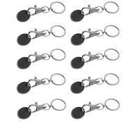 10x Metall Schlüsselanhänger mit Einkaufschip / Farbe: schwarz