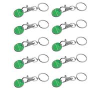 10x Metall Schlüsselanhänger mit Gravur / mit Einkaufschip / Farbe: grün