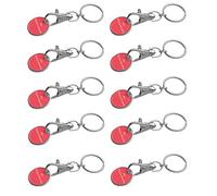 10x Metall Schlüsselanhänger mit Gravur / mit Einkaufschip / Farbe: rot