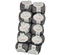 10x50 Gramm Ilkadim Export Lumen Strickgarn, Baumwolle Viskose, 500g Strickwolle einfarbig, Garn (dunkelgrau 121-18)