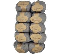 10x50 Gramm Ilkadim Export Papyrus Strickgarn Baumwolle Seide, Strickwolle einfarbig, 500g Baumwollgarn Seidengarn (grau 229-29)