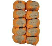 10x50 Gramm Ilkadim Export Papyrus Strickgarn Baumwolle Seide, Strickwolle einfarbig, 500g Baumwollgarn Seidengarn (orange 229-31)