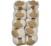 10x50 Gramm Ilkadim Export Papyrus Strickgarn Baumwolle Seide, Strickwolle einfarbig, 500g Baumwollgarn Seidengarn (weiss 229-01)