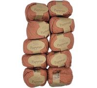 10x50 Gramm Ilkadim Export Papyrus Strickgarn Baumwolle Seide, Strickwolle einfarbig, 500g Baumwollgarn Seidengarn (rostbraun 229-27)