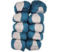 10x50 Gramm Ilkadim Export Tilsim Strickgarn mit Glitzer, Glitter Strickwolle einfarbig, 500g Effektgarn (petrol 362-21)