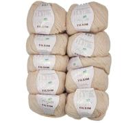 10x50 Gramm Ilkadim Export Tilsim Strickgarn mit Glitzer, Glitter Strickwolle einfarbig, 500g Effektgarn (beige 362-04)