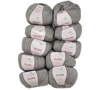 10x50 Gramm Ilkadim Export Tilsim Strickgarn mit Glitzer, Glitter Strickwolle einfarbig, 500g Effektgarn (grau 362-12)