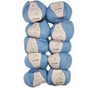 10x50 Gramm Ilkadim Export Tilsim Strickgarn mit Glitzer, Glitter Strickwolle einfarbig, 500g Effektgarn (hellblau 362-09)