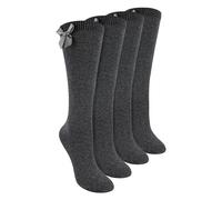 (11-14 Jahre, Grau) Sock Snob - 4er-Pack kniehohe Schulsocken für Mädchen mit Schleife