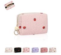11 * 5,5 * 8,5cm Mini Kosmetiktasche Mini Make up Tasche Kleine Mädchen Schminktasche Damen Reise Zubehör Organizer Cord Kosmetiktasche mit Reißverschluss Kulturbetuel (Kirschen-Rosa)