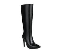 11.5CM/ 4.52IN Sexy Nachtclub Stiletto Heel Super High Heel Spitz Hohe Stiefel Ritter Stiefel Große Größe Glossy Lange Stiefel für Frauen,Schwarz,45 EU