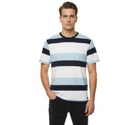 11 PROJECT Frankie Herren Baumwoll-Shirt T-Shirt Colour-Blocking Sommer-Shirt 21301046 194010 Blau/Weiß L