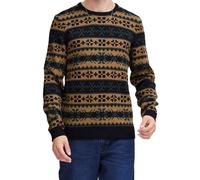 11 PROJECT PRPasco Herren Strick-Pullover mit Wollanteil Langarm-Shirt 20716671 194007 Beige/Schwarz/Grün L