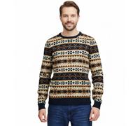 11 PROJECT PRPasco Herren Strick-Pullover mit Wollanteil Langarm-Shirt 20716671 194024 Weiß/Navy/Beige XXL