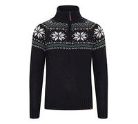 11 Project PRTim Herren Strickpullover Troyer Grobstrick Pullover mit Troyer-Kragen aus hochwertigem Woll-Mix-Material, Größe:M, Farbe:Black (194007)