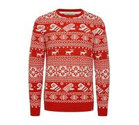 11 Project PRUwe Herren Weihnachtspullover Strickpullover, Größe:L, Farbe:Mars Red (181655)