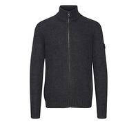 11 Project Xander Herren Strickjacke Cardigan Grobstrick mit Stehkragen aus 100% Baumwolle, Größe:M, Farbe:Dark Grey Melange (1940071)