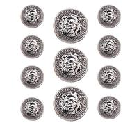 11 Stück Kleiderknöpfe, 8 Stück × 15 mm und 3 Stück × 20 mm Löwenkopf Metall Nähen Knöpfe Schaft rund Form Knopf Set (Silber)