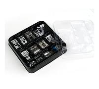 11 Stück Profi Nähfuß Set für Haushaltsnähmaschinen - Inklusive unsichtbarem Reißverschluss, Quilten, Overlock & Lederfüßen (505 Zubehörkit)