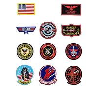 11 Stück Top Gun Aufnäher zum Aufbügeln Air Force Navy Army Patches Bestickte Aufnäher Kinder Flagge Maverick Patch für Jeans Jacke Kleidung Taschen Mützen