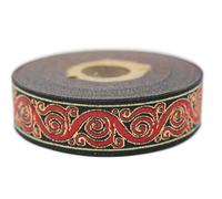 11 Yard 2,18 cm breites Rot & Schwarz Keltische Schnecke Jacquard Band Borte Gewebte Bordüre Polsterstoff Kostüm Design Band 22221