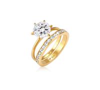 Solitärring ELLI "Eternity Set 925 Silber, mit Kristallen von Swarovski" Gr. 50, gold, Fingerringe, Damen, 50mm,mit Steinen, Silber 925 (Sterlingsilber) (37592920-50) gold