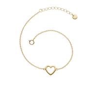 Gliederarmband GLANZSTÜCKE MÜNCHEN "G843", gelb (gelbgold), Armbänder, Damen, Silber 925 (Sterlingsilber), Gliederarmband, mit Herz (82385762-0) gelbgold