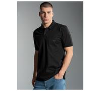 Poloshirt TRIGEMA "TRIGEMA Polohemd mit Brusttasche", Herren, Gr. L, schwarz, Piqué, 100% Baumwolle, Basic, normal, ohne Ausschnitt, Shirts (22219810-L) schwarz