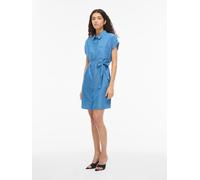 Blusenkleid VILA "VINORI S/S SHIRT DRESS - NOOS", Damen, Gr. 36, N-Gr, blau (medium blau denim), Web, Obermaterial: 67% Baumwolle, 33% Lyocell, unifarben, regular fit kurz, Kleider Blusenkleid, Sommer