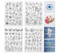 118 Stück Stickvorlagen Wasserlöslich mit Blumen, Selbstklebend Wasserlöslich Stickvlies, Wasserlöslicher Stabilisator für Stickerei, DIY Projekte, Stichübungen