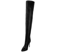 11CM/4.33IN Herbst und Winter Spitz-Zehe Sexy Overknee Stiefel für Catwalk und Nachtclub Super High-Heeled Frauen Große Größe Stiefel,Schwarz,44 EU