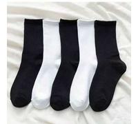 12/10/6/5/1 Paar und andere Mehrpackungsoptionen, Ganzjahres-Unisex-Mittellange Socken, einfarbig, lässig, weich und bequem, Schwarz und Weiß, geeigne