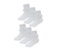 (12-24 Monate, Weiß) Sock Snob - 6er Pack Baby Mädchen Spitzensocken mit Rüschen | Baumwollsocken | Sock Snob