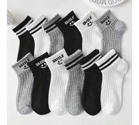12/6 Paar Sommer dünne Kinder Mesh Socken, schwarz weiß grau doppelte Streifen Buchstaben atmungsaktive kurze Socken, geeignet für täglichen Casual Sp