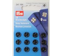 12 Annäh- Druckknöpfe ø 9mm schwarz