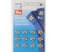 12 Annäh- Druckknöpfe ø 9mm silber