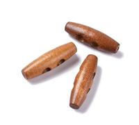 12 edle Holzknöpfe - Knebelknöpfe oval 40mm x 11mm (4,0cm x 1,1cm) orange-braun Peru braun Knebel 2 Löcher a 6,0mm je Loch - längliche Knöpfe zum annähen nähen und basteln - Jackenknöpfe Mantelknöpfe