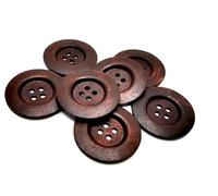 12 große Holzknöpfe Kaffeebraun braun - 50mm - 4-Loch Mantelknöpfe Bastelknöpfe Knöpfe Holzknopf jackenknöpfe zum annähen nähen basteln
