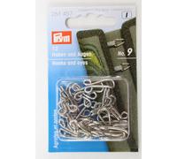 12 Haken und Augen, Messing No. 9 silber