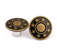 12 Jeansknöpfe Ø 17mm Antik Bronze mit Sternen-Muster - Metall Knöpfe aus Legierung - Rund & Robust zum Nähen, Basteln & Handarbeiten - Hochwertige Jeans Ersatzknöpfe Set