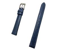 12 mm blaues Echtleder-Uhrenarmband mit Eidechsen-Ende, genarbt, leicht gepolstertes Ersatz-Handgelenkband, das jeder Uhr neues Leben bringt (Damen-Standardlänge)