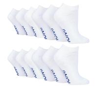 12 Paar Multipack Diabetiker-Trainersocken für geschwollene Füße & Knöchel | IOMI | Baumwolle gepolstert extra breite Low Cut Socken für Männer & Frauen - Weiß EU 46 - 48