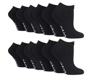 12 Paar Multipack Diabetiker-Trainersocken für geschwollene Füße & Knöchel | IOMI | Baumwolle gepolstert extra breite Low Cut Socken für Männer & Frauen - Schwarz EU 37 - 42