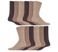 12 Paar Multipack Gentle Grip Top Diabetiker Socken | IOMI | Mid Calf Loose Top Non Elastic Cotton Socken mit Handlinked Seamless Toe - Beige EU 46 - 48