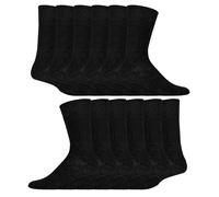 12 Paar Multipack Gentle Grip Top Diabetiker Socken | IOMI | Mid Calf Loose Top Non Elastic Cotton Socken mit Handlinked Seamless Toe - Black EU 46 - 48