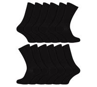 12 Paar Multipack Herren 100% ägyptische Baumwolle Socken | Socken Snob | Luxus gerippt nahtlose Mitte Kalb schwarze Socken - schwarz EU 40 - 42