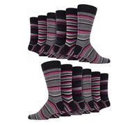 12 Paar Multipack Herren Baumwolle bunt gestreifte Kleid Socken | Socken Snob | Gemusterte Business Casual Kleid Socken - Tokio EU 39 - 45