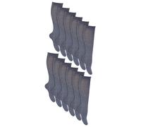 12 Paar Multipack Mädchen Kniestrümpfe | Atmungsaktive lange Baumwolle Schule Socken | Farbe Option - grau, schwarz, weiß, blau - grau 4-6A / 104-116cm